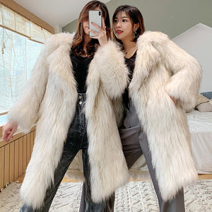 faux fur coat winter fluffy overcoat for women in blackish white 4 Alicefurs