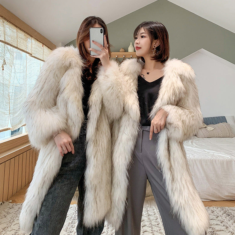 Faux Fur Coat Winter Fluffy Overcoat for Women