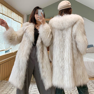 faux fur coat winter fluffy overcoat for women in blackish white 6 Alicefurs