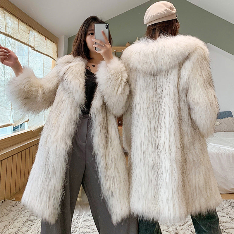 Faux Fur Coat Winter Fluffy Overcoat for Women