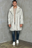 Faux Fur Coat Winter Long Fluffy Overcoat for Men