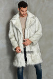 Faux Fur Coat Winter Long Fluffy Overcoat for Men