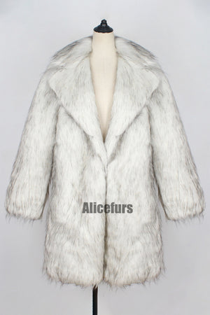 faux fur coat winter long fluffy overcoat for men in white 5 Alicefurs