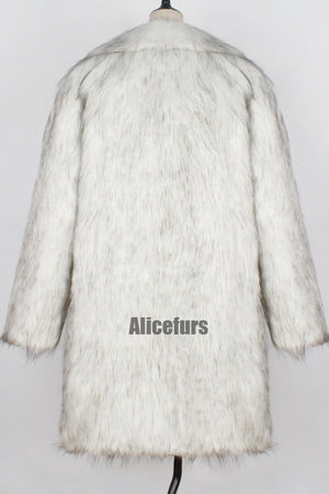 faux fur coat winter long fluffy overcoat for men in white 6 Alicefurs