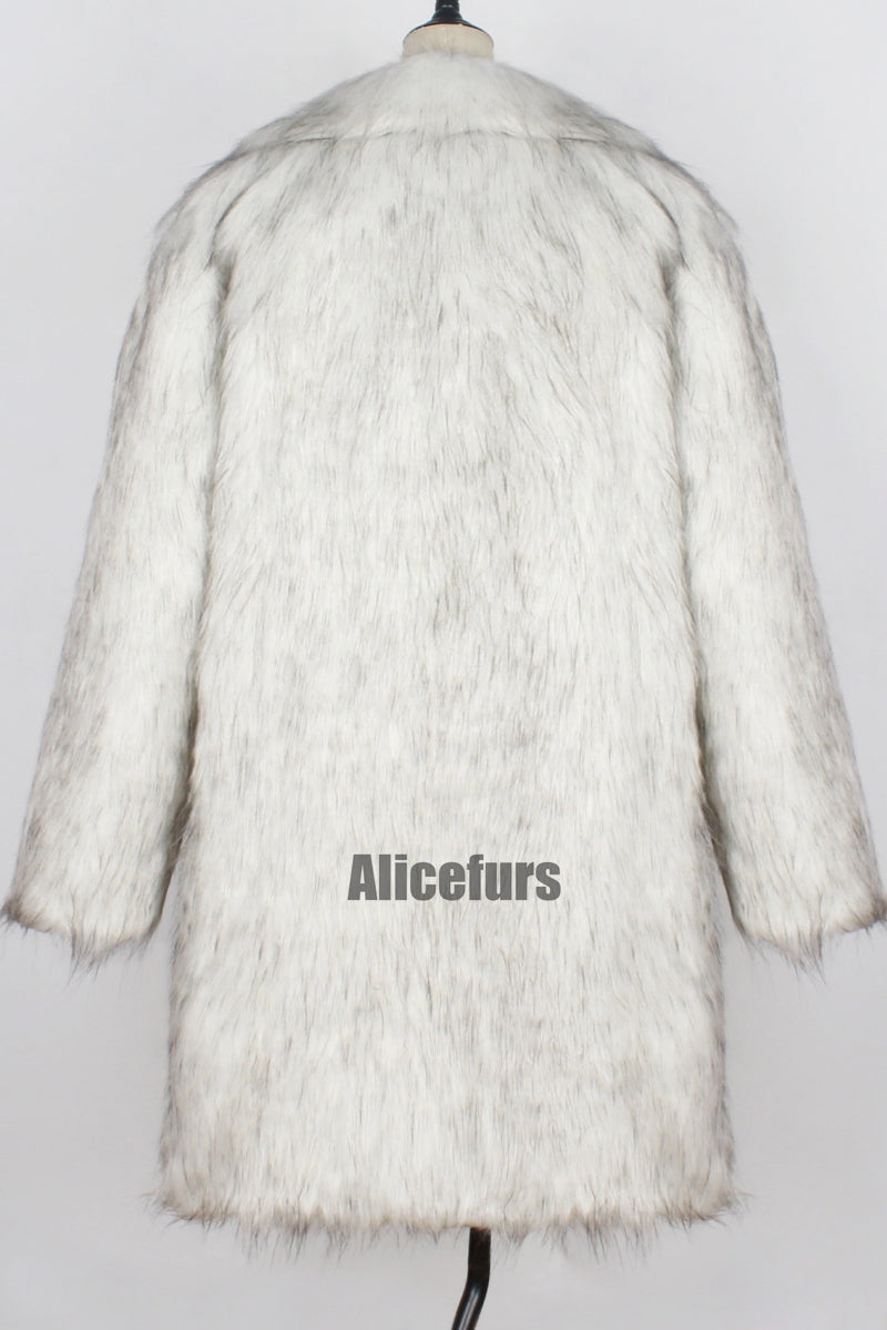 Faux Fur Coat Winter Long Fluffy Overcoat for Men