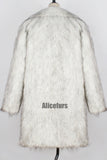 Faux Fur Coat Winter Long Fluffy Overcoat for Men