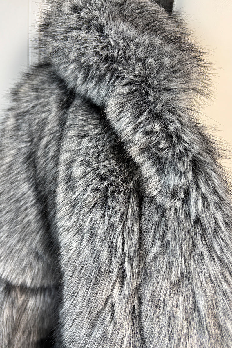 Faux Fur Coat with Hood Winter Fluffy Zipper Jacket for Women
