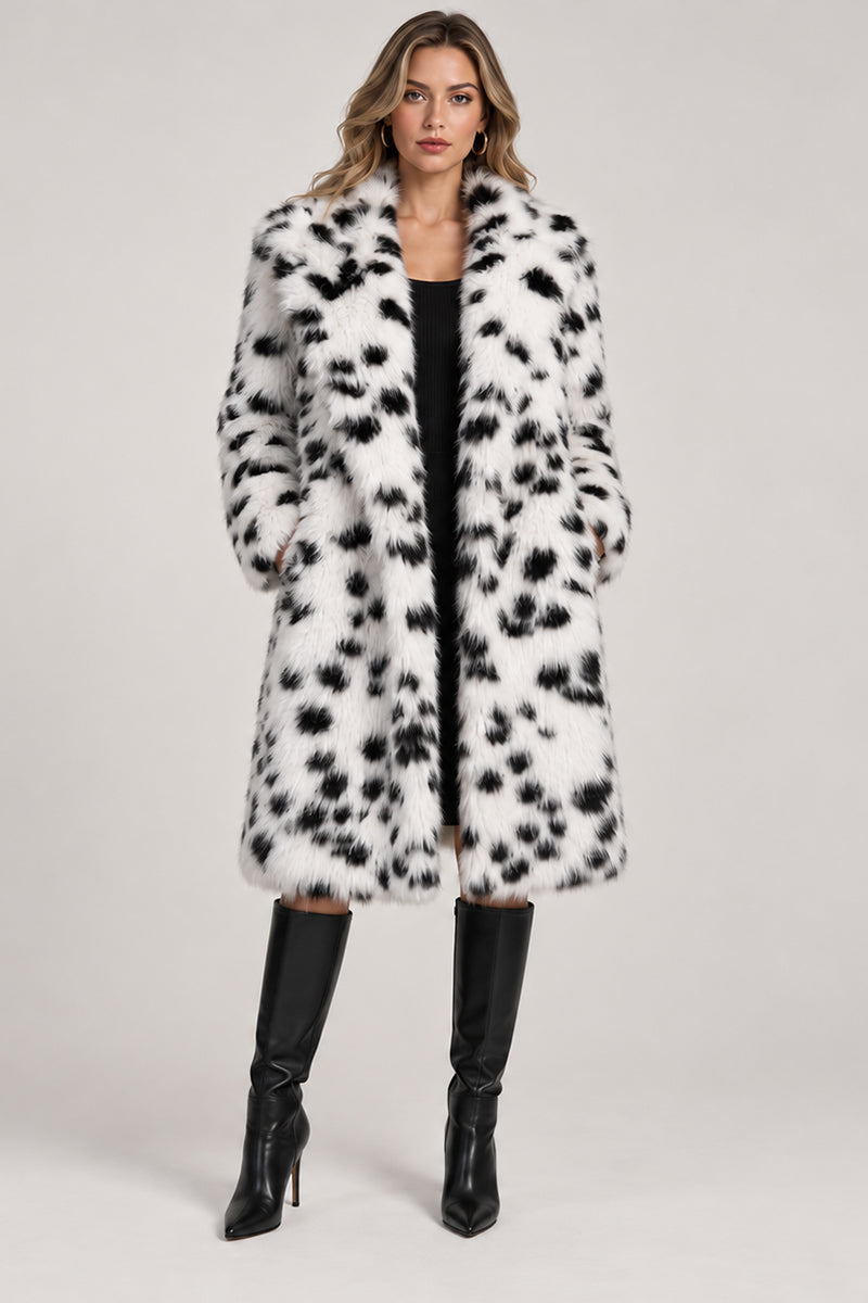 Dalmatian Coat Winter Long Faux Fur Overcoat for Women