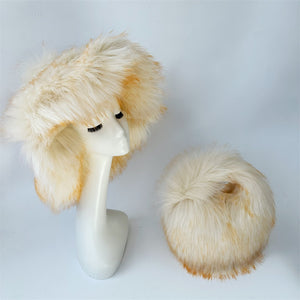 faux fur handbag and hat set for women in beige Alicefurs