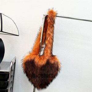 faux fur heart bag large fluffy tote purse for women in orange 1_6d79fc6d 2c14 4105 8748 75f4564706e1 Alicefurs