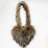 Faux Fur Heart Bag Large Fluffy Tote Purse for Women