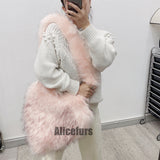 Faux Fur Heart Bag Large Fluffy Tote Purse for Women