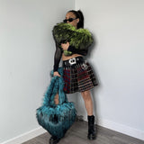 Faux Fur Heart Bag Large Fluffy Tote Purse for Women