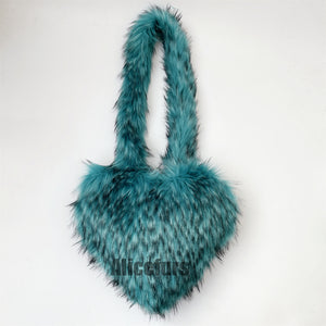 faux fur heart bag large fluffy tote purse for women in turquoise_26aa1723 5ae3 4c76 af43 ad0bc93df45d Alicefurs