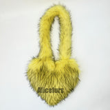 Faux Fur Heart Bag Large Fluffy Tote Purse for Women