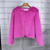 Faux Fur Jacket Casual Short Fuzzy Overcoat for Women