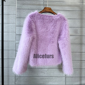 faux fur jacket casual short fuzzy overcoat for women in lavender 2 Alicefurs