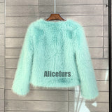 Faux Fur Jacket Casual Short Fuzzy Overcoat for Women