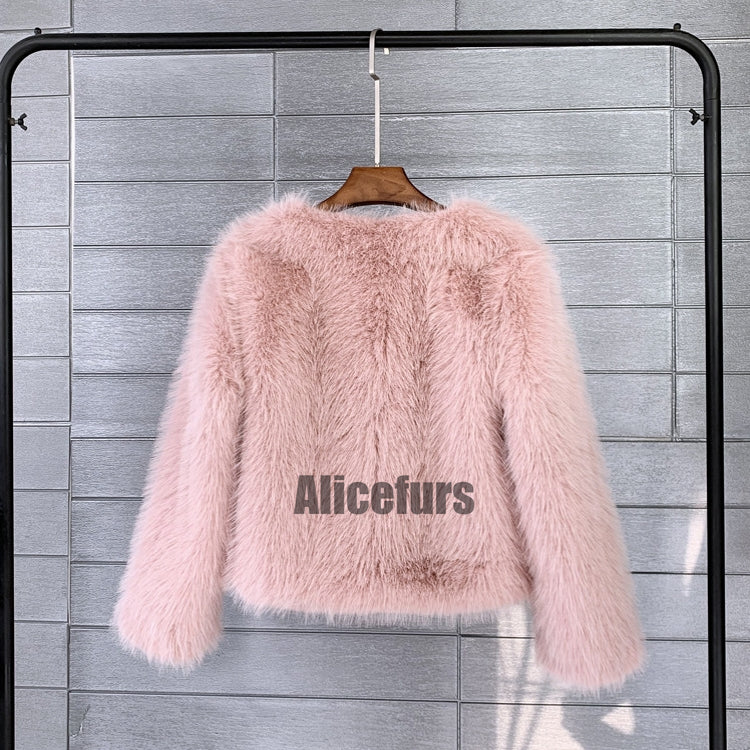 Faux Fur Jacket Casual Short Fuzzy Overcoat for Women