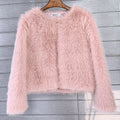 faux fur jacket casual short fuzzy overcoat for women in peachy pink 5 Alicefurs