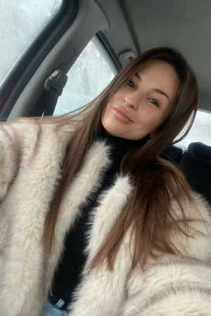 faux fur jacket winter cropped furry overcoat for women in Beige 6 Alicefurs