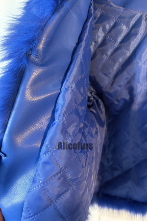 faux fur jacket winter fluffy cropped coat for women in royal blue 5 Alicefurs
