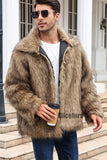 Faux Fur Jacket Winter Short Fluffy Outerwear for Men