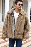 Faux Fur Jacket Winter Short Fluffy Outerwear for Men