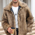 faux fur jacket winter short fluffy outerwear for men in brown Alicefurs