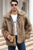 Faux Fur Jacket Winter Short Fluffy Outerwear for Men