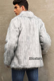 Faux Fur Jacket Winter Short Fluffy Outerwear for Men