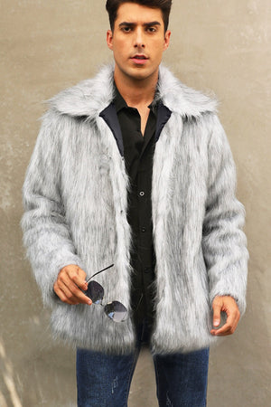 faux fur jacket winter short fluffy outerwear for men in dusty white Alicefurs