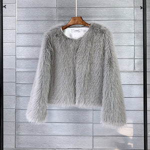 faux fur jacket winter short fluffy outerwear for women in grey Alicefurs