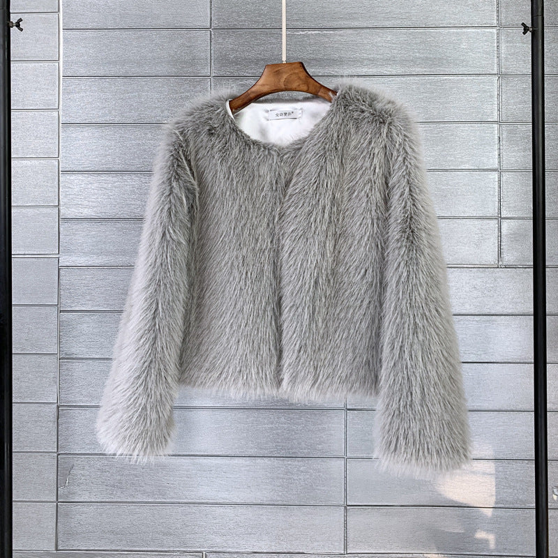 Faux Fur Jacket Winter Short Fluffy Outerwear for Women