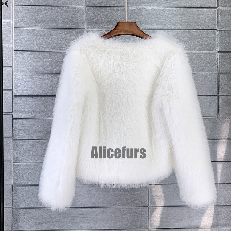Faux Fur Jacket Winter Short Fluffy Outerwear for Women