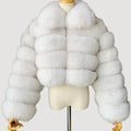 faux fur jacket zip up cropped winter outerwear for women in white 3 Alicefurs