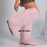 Faux Fur Knee High Boots for Women