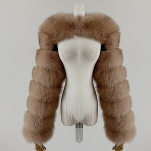 faux fur sleeves evening furry shrugs for women in khaki Alicefurs