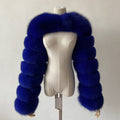 faux fur sleeves evening furry shrugs for women in royal blue Alicefurs