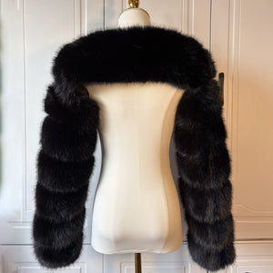 faux fur sleeves open front fluffy bolero for women in black 2_0b1fb30b d105 4079 9b73 3bd96bf9bcc1 Alicefurs