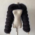 faux fur sleeves open front fluffy bolero for women in black Alicefurs