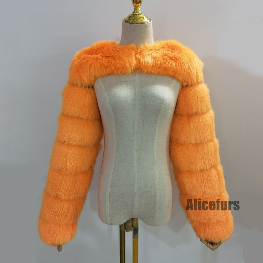 Faux Fur Sleeves Open Front Fluffy Bolero for Women