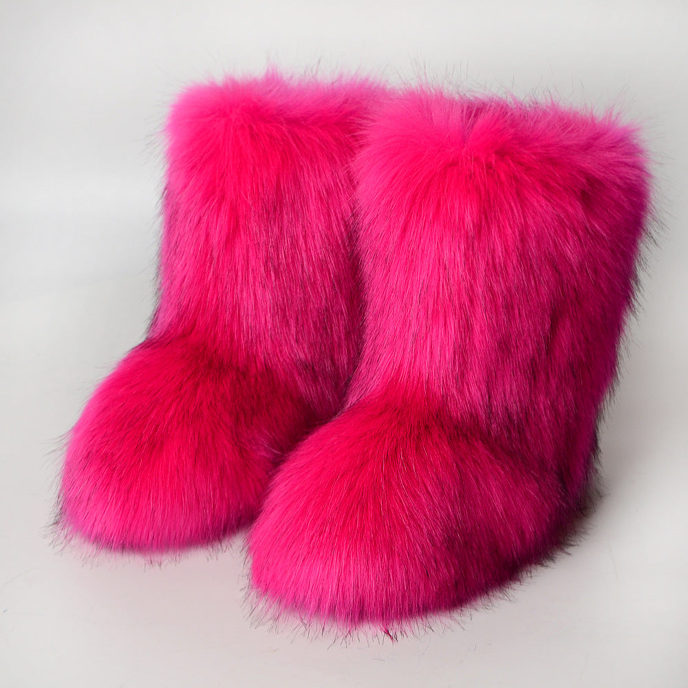 Botas de nieve de piel sintética para mujer