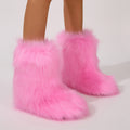 faux fur snow boots for women in pink 1 Alicefurs