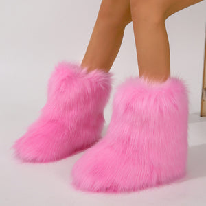 faux fur snow boots for women in pink 5 Alicefurs