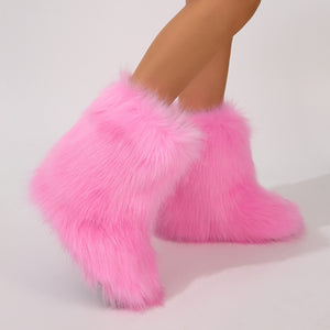 faux fur snow boots for women in pink 6 Alicefurs