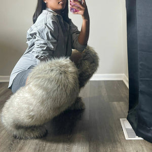 faux fur thigh high boots for women in light grey Alicefurs