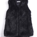 faux fur vest long fluffy v neck waistcoat for women in black Alicefurs