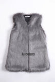 Faux Fur Vest Long Fluffy V-Neck Waistcoat for Women