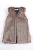 Faux Fur Vest Long Fluffy V-Neck Waistcoat for Women